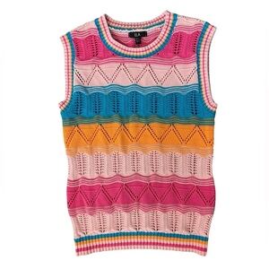 Crochet Colorblock Rainbow Sweater Vest Women’s y2k